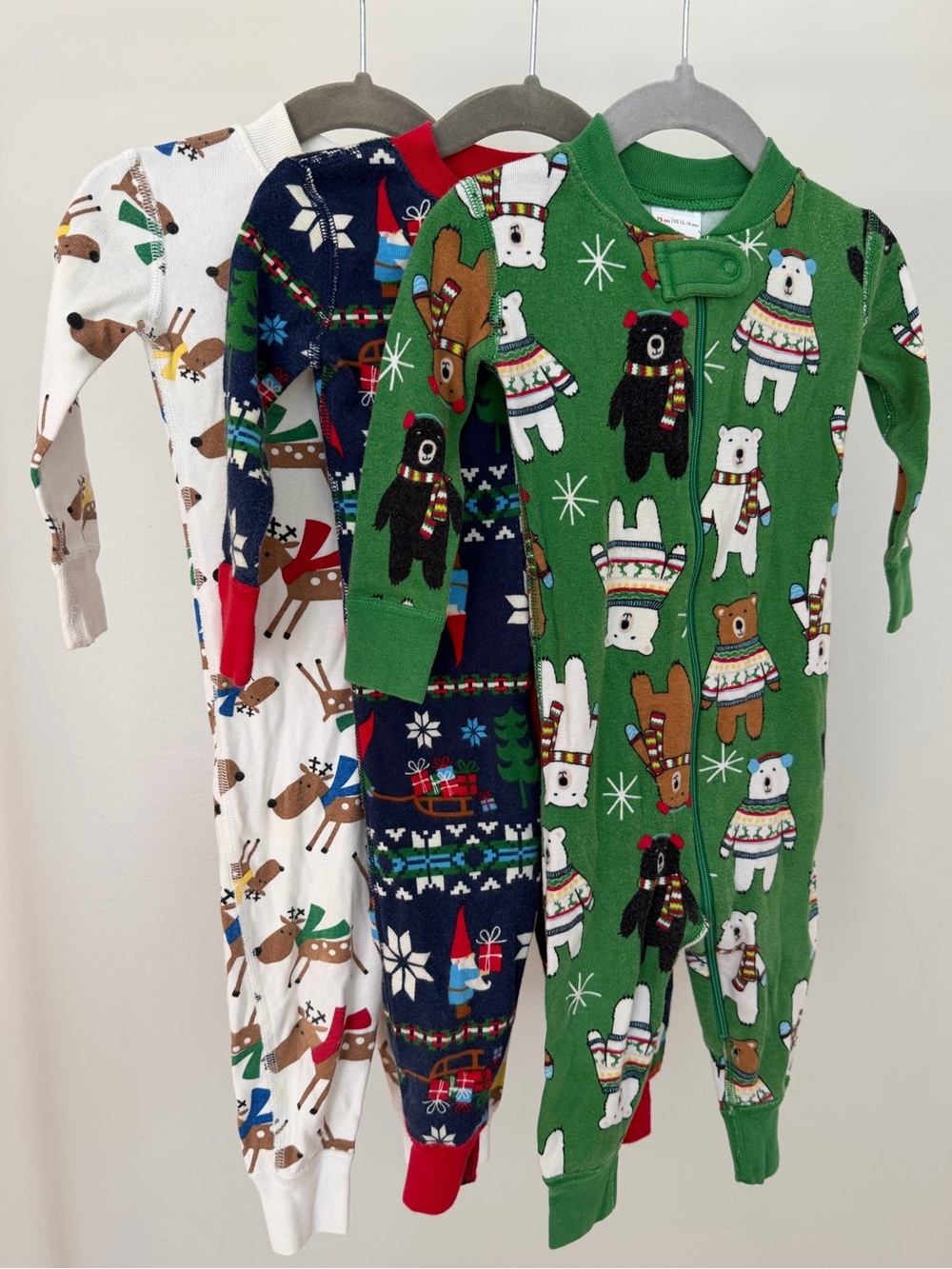 Hanna Andersson 12-18M Christmas Pajamas Bundle 3 Footless Zip Sleepers